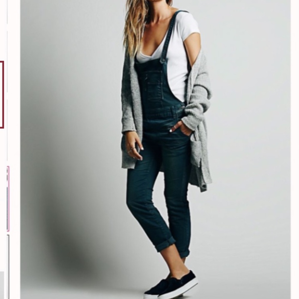 Free People Washed Denim Overalls sz 28